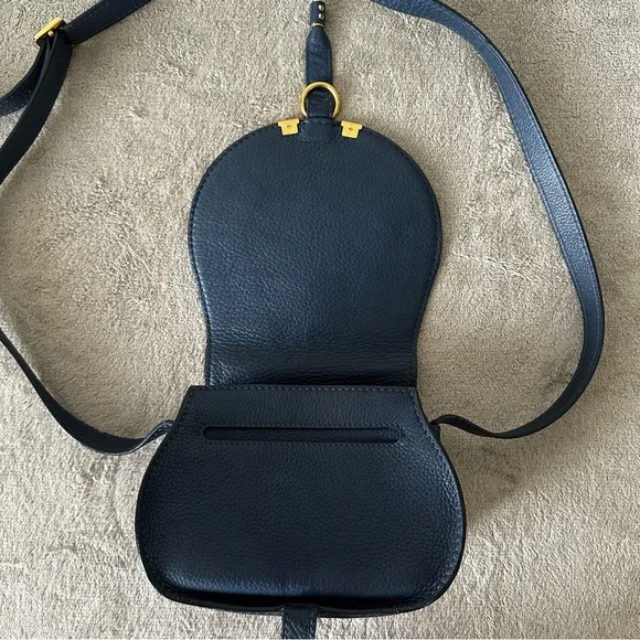 Chloe Leather Mini Marcie Crossbody Navy Blue - Picture 3 of 13